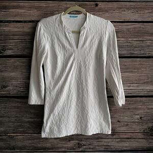 J. McLaughlin Women’s White Link Pattern V Neck Tunic Top size XS